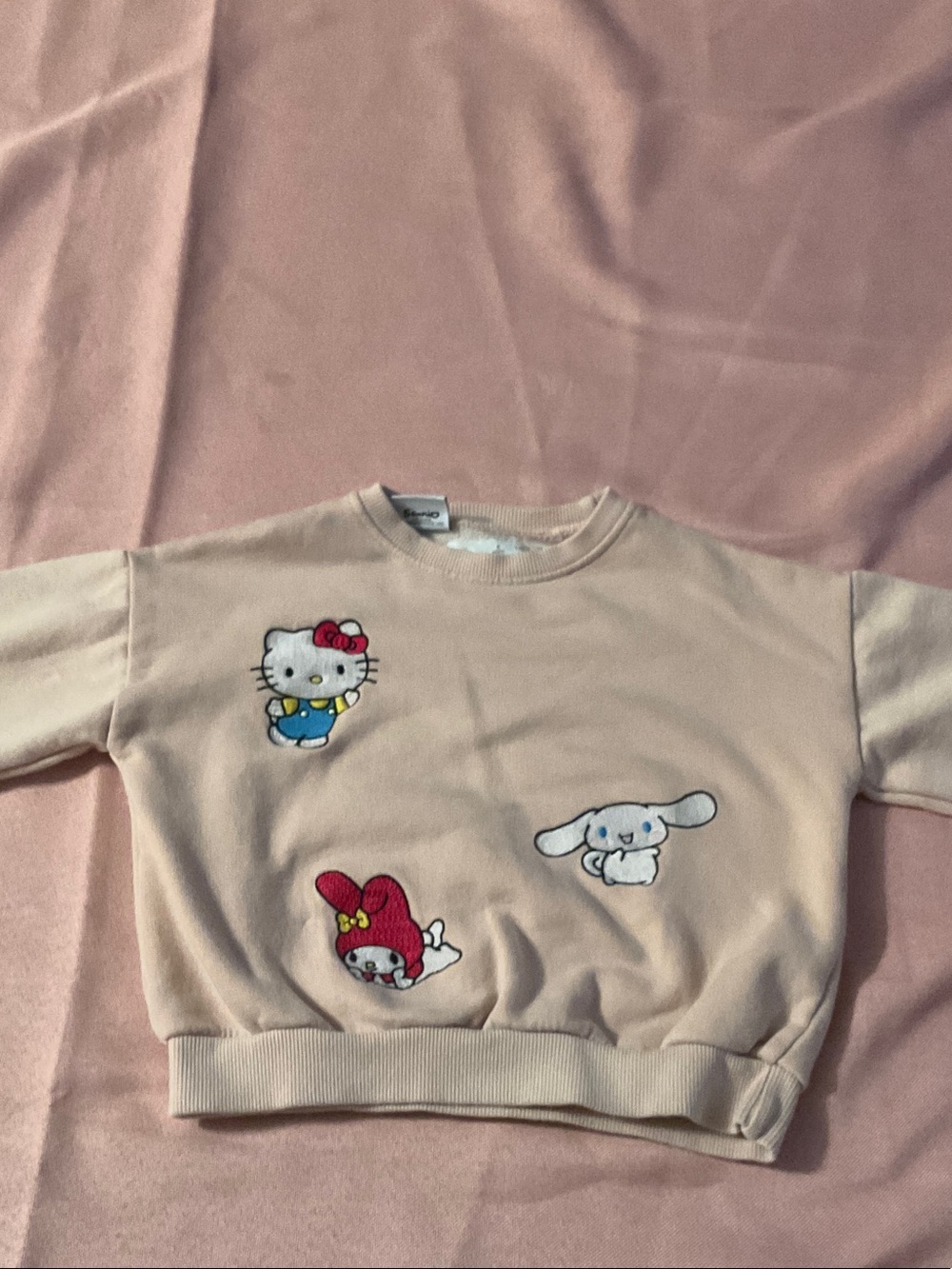 Sanrio Cream Pullover Sweatshirt with Hello Kitty, My Melody & Cinnamoroll